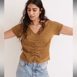 MADEWELL Knit Lightspun Ruched-Front Crop Top, SIZE S